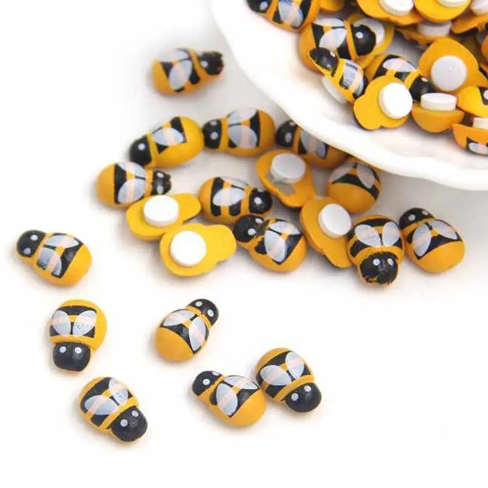 100Pc Creative Mini Bee Stickers 3D Animal Decorative Craft Sticker Cute Wooden Stamping Home Decor | Дом и сад