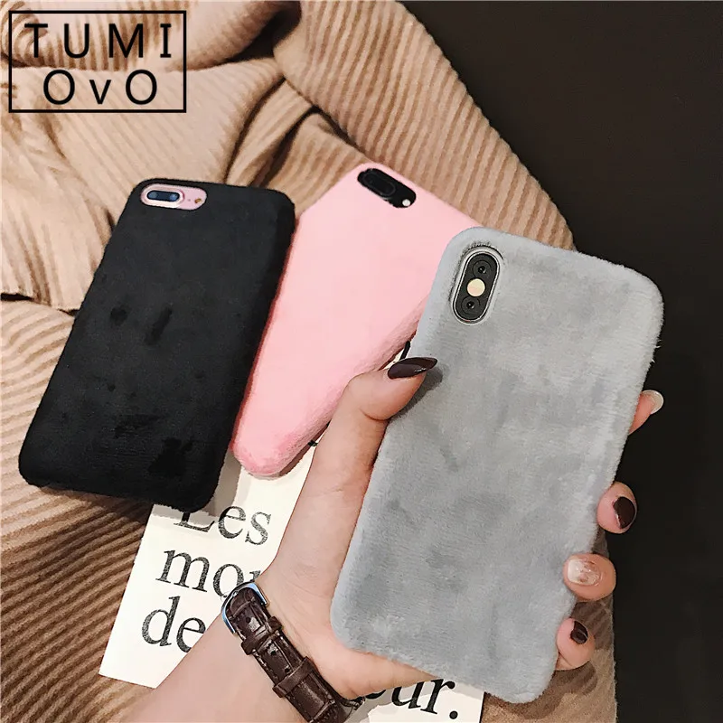 Простой жесткий чехол из поликарбоната с ворсом для iPhone 6 6s 7 8 Plus X Xr Xs Max Coer Etui