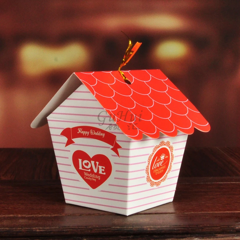 European Creative Wedding Supplies Blue and Red Candy Box House Packaging Gift Chocolates Nest Bird Shower Party | Дом и сад