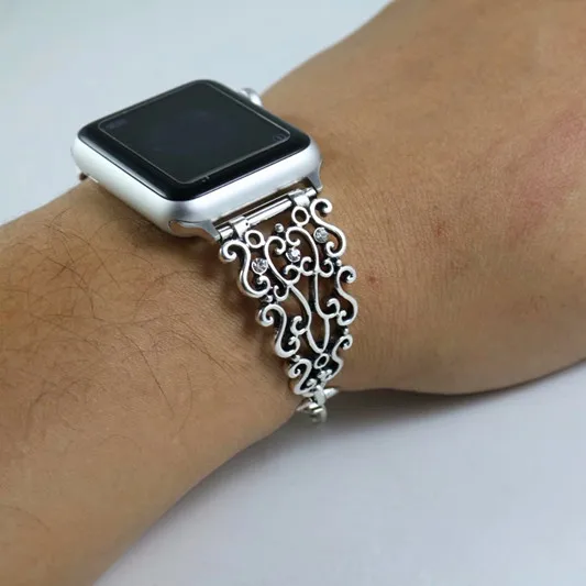 Женский браслет с ремешком для Apple Watch 38/42 мм металлический резной сменный ремешок