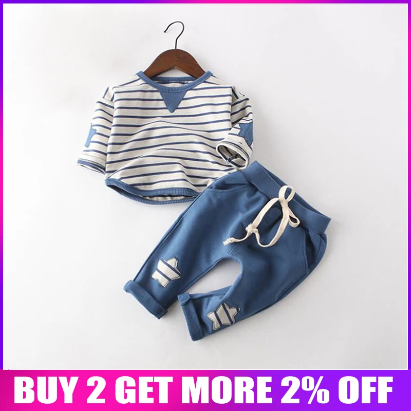 BibiCola/комплекты одежды для маленьких мальчиков Осенняя Модная хлопковая футболка