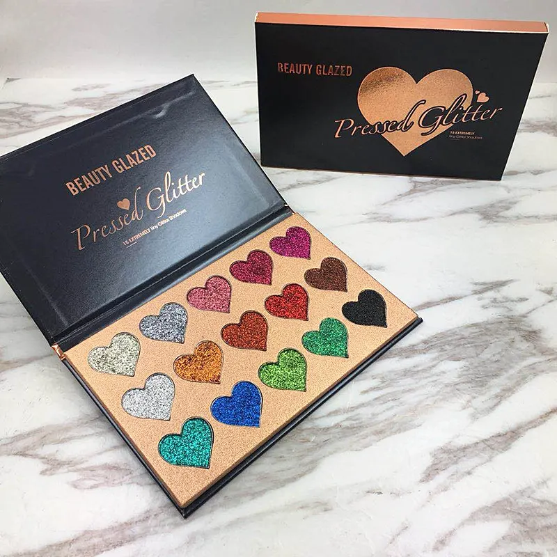 BEAUTY GLAZED макияж 15 оттенков прессованные блестки тени для век Палитра Nudes сердца