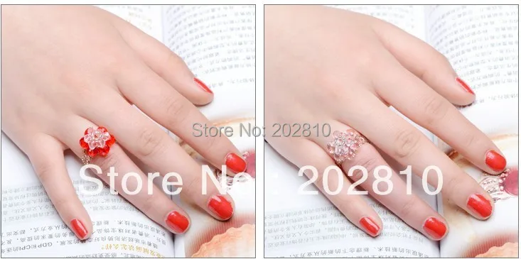 * Горячие Продажи Модные вечерние тканые Стразы двойные цветы хрустальные кольца