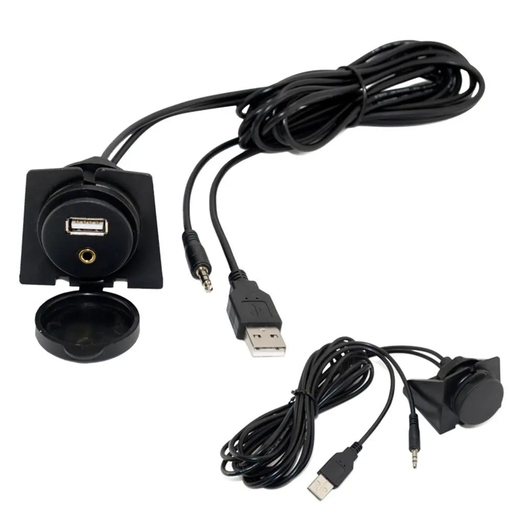 1 м DC водонепроницаемый МФ USB 2 0/AM/AF аудио разъем AUX удлинитель Панель Крепление