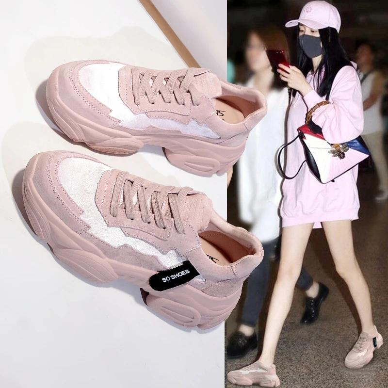 Женские кроссовки на шнуровке розовые плоской подошве повседневные винтажные