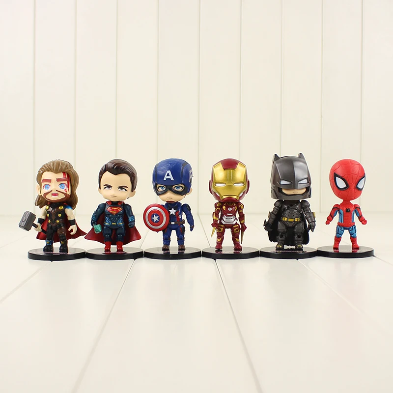6 шт./лот Super Hero цифры Тор Железный человек Капитан Америка Человек паук модель