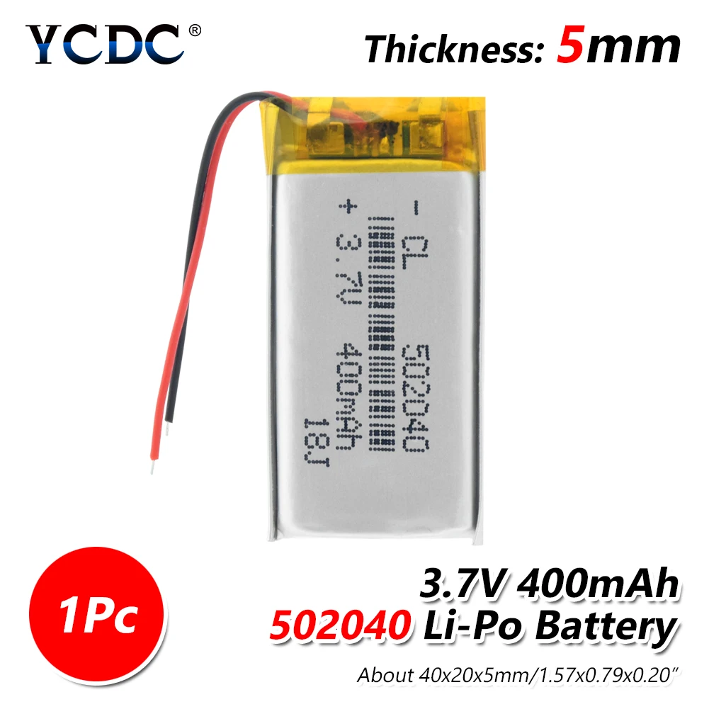 1 piece 1/2/4 шт 3,7 V 502040 400mAh литий-ионный аккумулятор Батарея Перезаряжаемые 400 мАч литий-полимерный Батарея для Mp3 Mp4 Gps вождения Регистраторы игрушка - Цвет: 1 piece