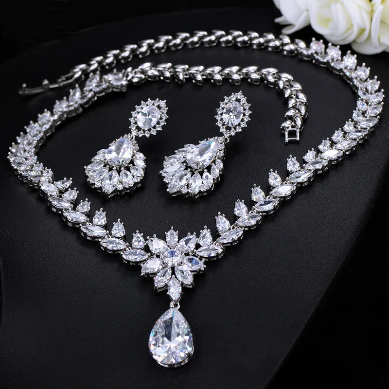 

2pcs Pack 2021 new luxury marquise 925 sterling silver wedding dubai bridal for women anniversary gift jewelry wholesale J5180