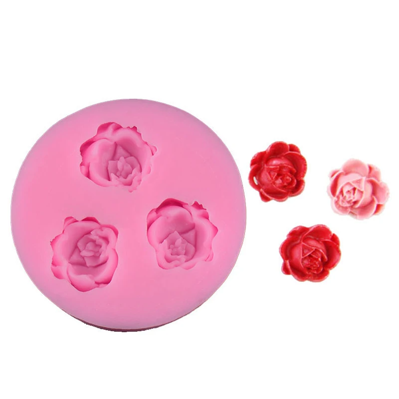 2020 мини 3 розы цветок силиконовые формы для выпечки помадка торт шоколадный Сахар