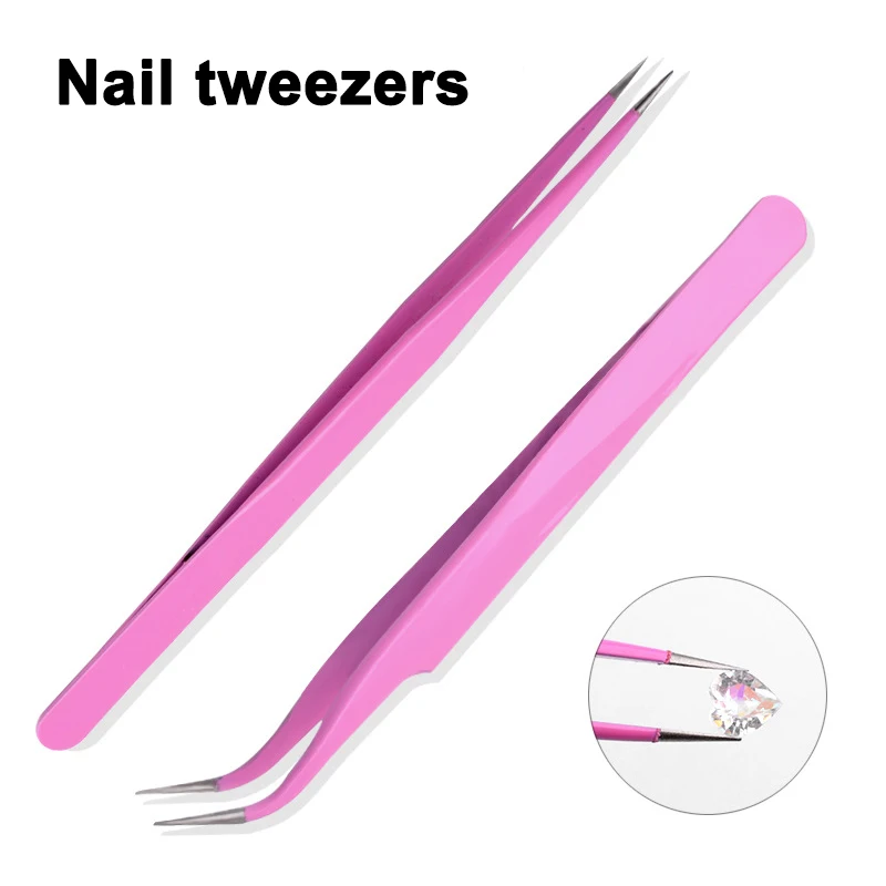 Изогнутый пинцет из нержавеющей стали наклейки для ногтей стразы макияж глаз