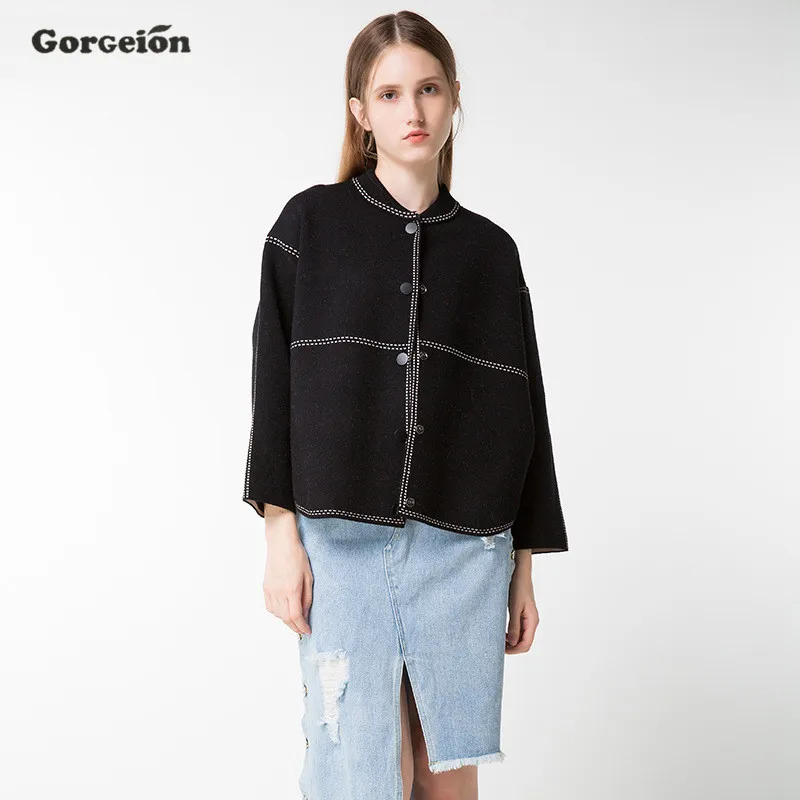 Gorgeion 2017 Spring Autumn Long Sleeve Sweater Knitted Cardigan Women Female Single Button Femme Black Brown MY-02 |