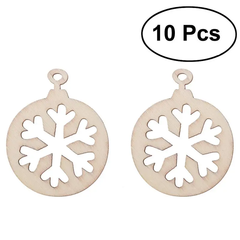 10PCS Hollow Snowflake Cutout Slices For DIY Crafting Decoration Jewelry Earing Making Christmas Tree Wooden Pendants A3