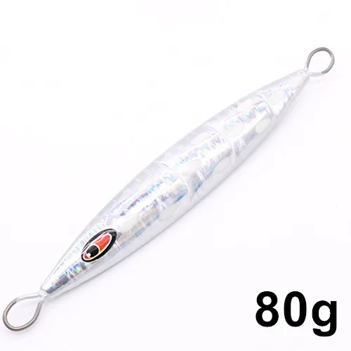 80g-Silver Casfun Janpanes медленный джиг 1 шт. 60 г 80 г 110 г 160 г 200 г рыболовные Джиги соленой воды джиг приманка Джеркбейт рыболовные приманки жесткие приманки - Цвет: 80g-Silver
