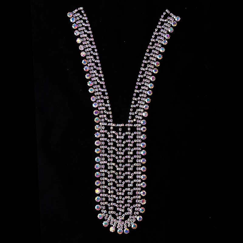 

Роскошное блестящее платье с v-образным вырезом, стразы, аппликация для свадебных платьев, Ожерелье Бикини