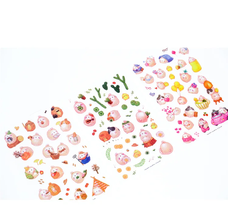 6 листов DIY Красочные kawaii Наклейки с кроликами дневник планировщик журнал заметка дневник бумага Скрапбукинг альбомы фототаг