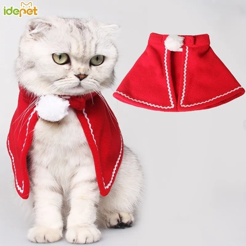 Pet Плащ кота одежда костюм для Хэллоуина мини юбка плащ красный с рождественским