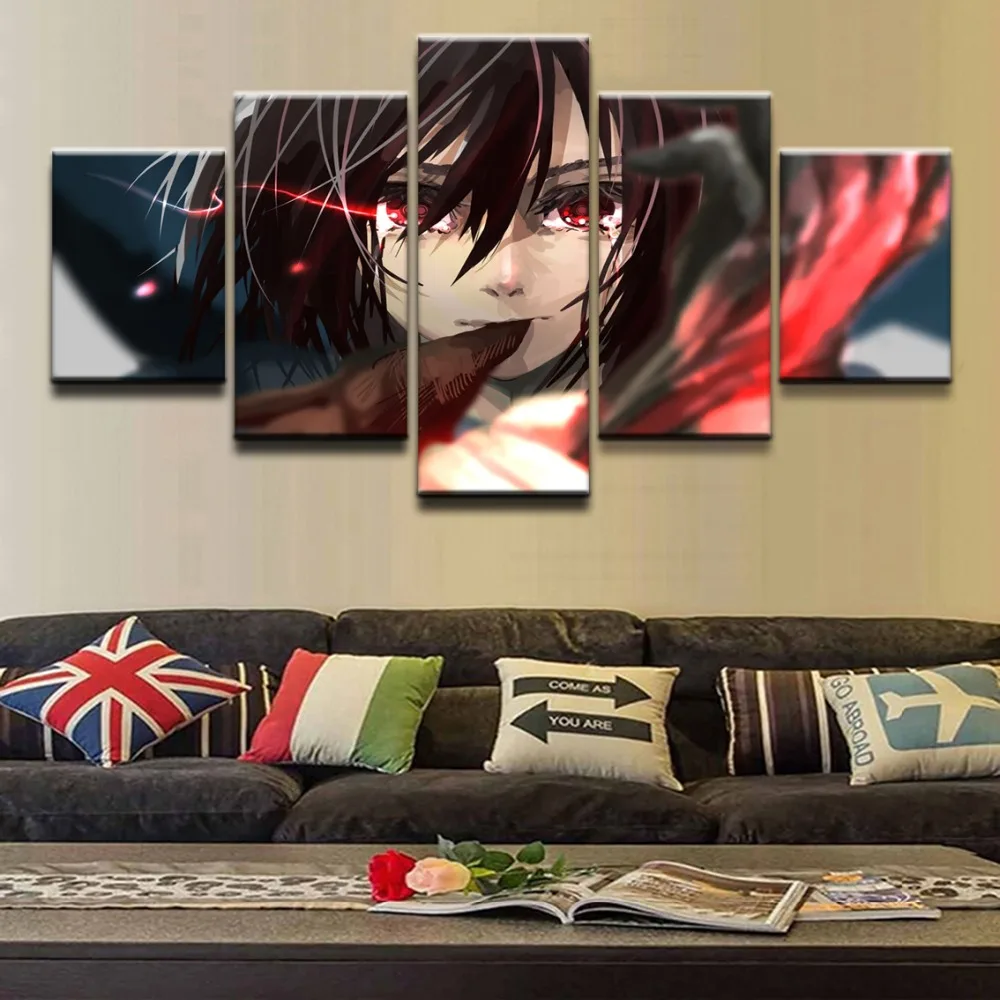 Картина на холсте 5 шт. аниме атака титанов Mikasa постер Ackerman Настенная картина для