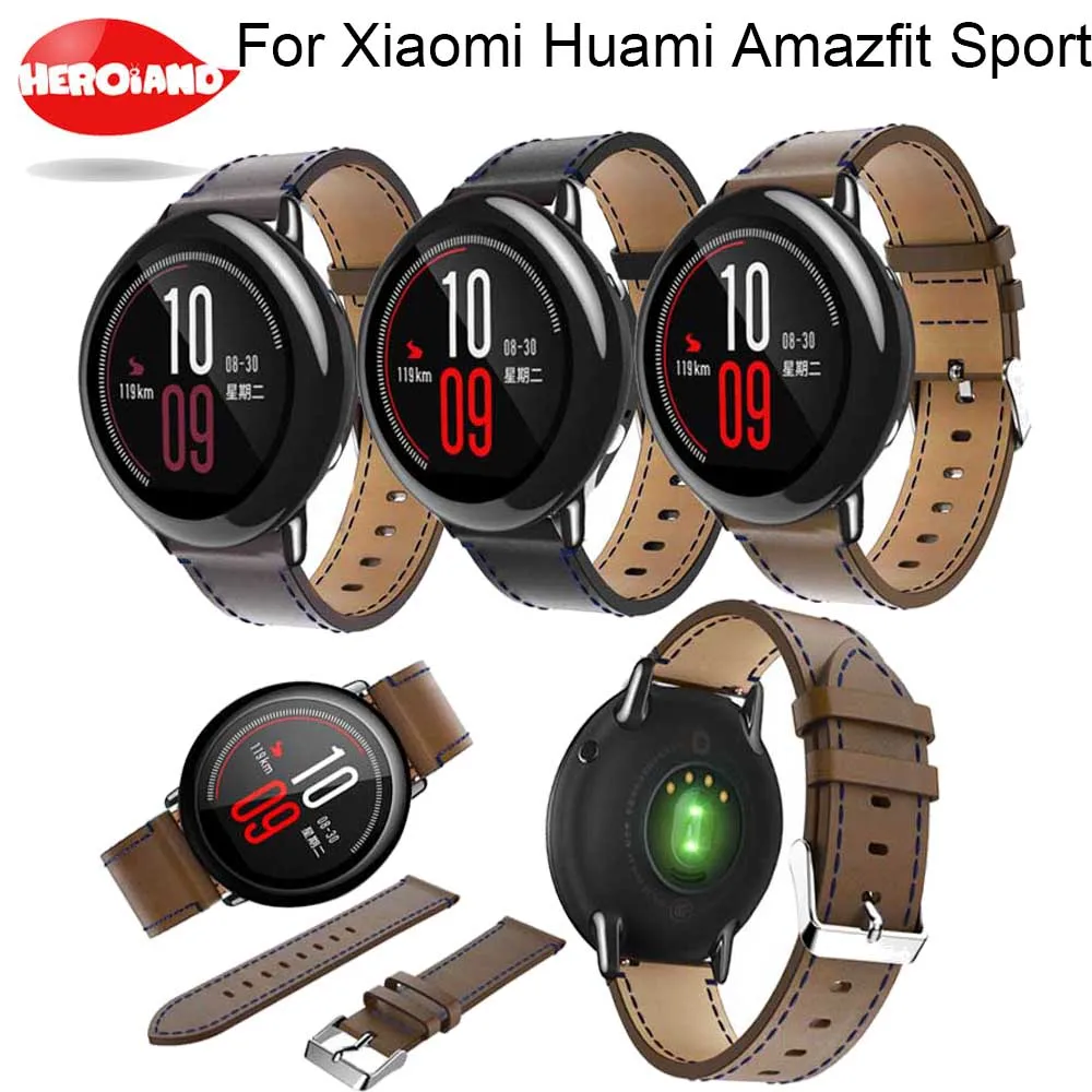 Ремешок кожаный для Xiaomi Huami Amazfit Bip BIT PACE Lite Youth спортивный сменный Браслет смарт