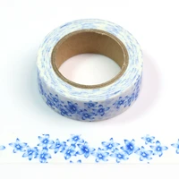 1pcs blue flowers washi tape adhesive tape diy scrapbooking sticker label masking tape