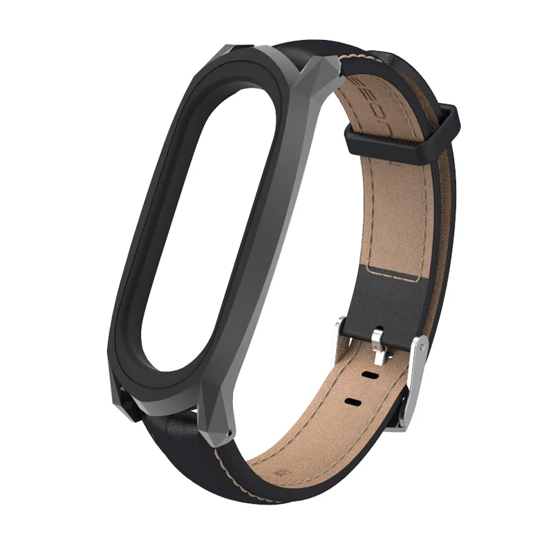 Black Mi jobs mi Band 3 ремешок из натуральной кожи браслет для Xiaomi mi ремешок 3 ремешок умные часы mi Band 3 браслет mi band 3 Аксессуары - Цвет: Black