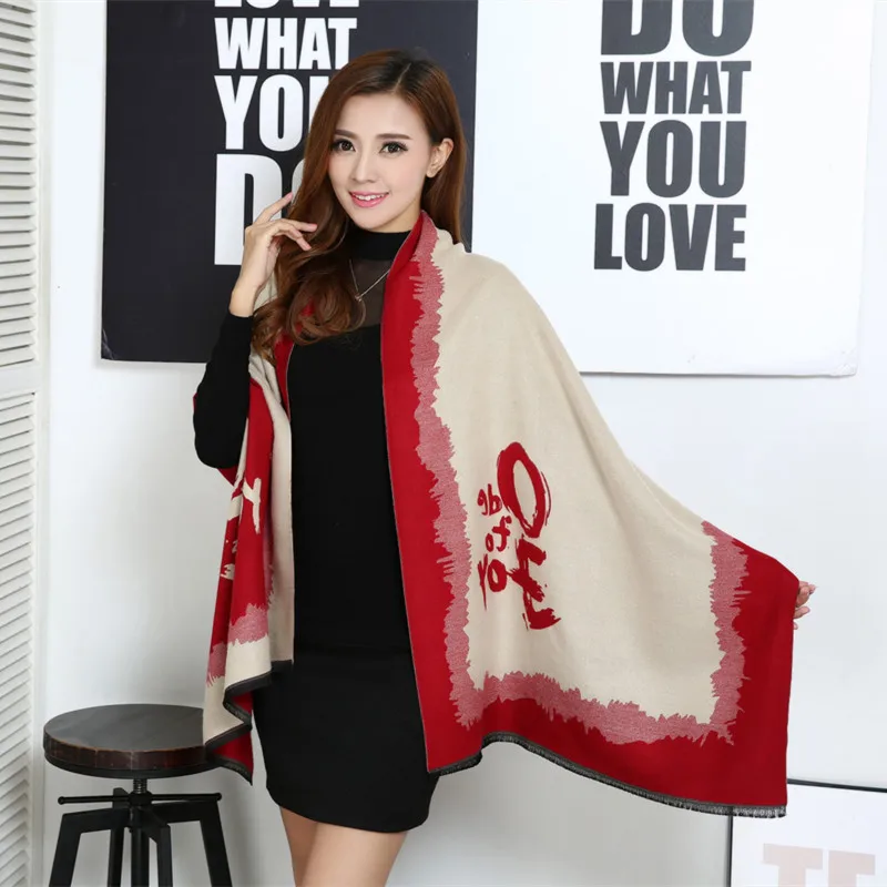 2016 Мода Зима Дамы Шарф из Кашемира Шаль Буквальное Удлиняется Двойного Номера с