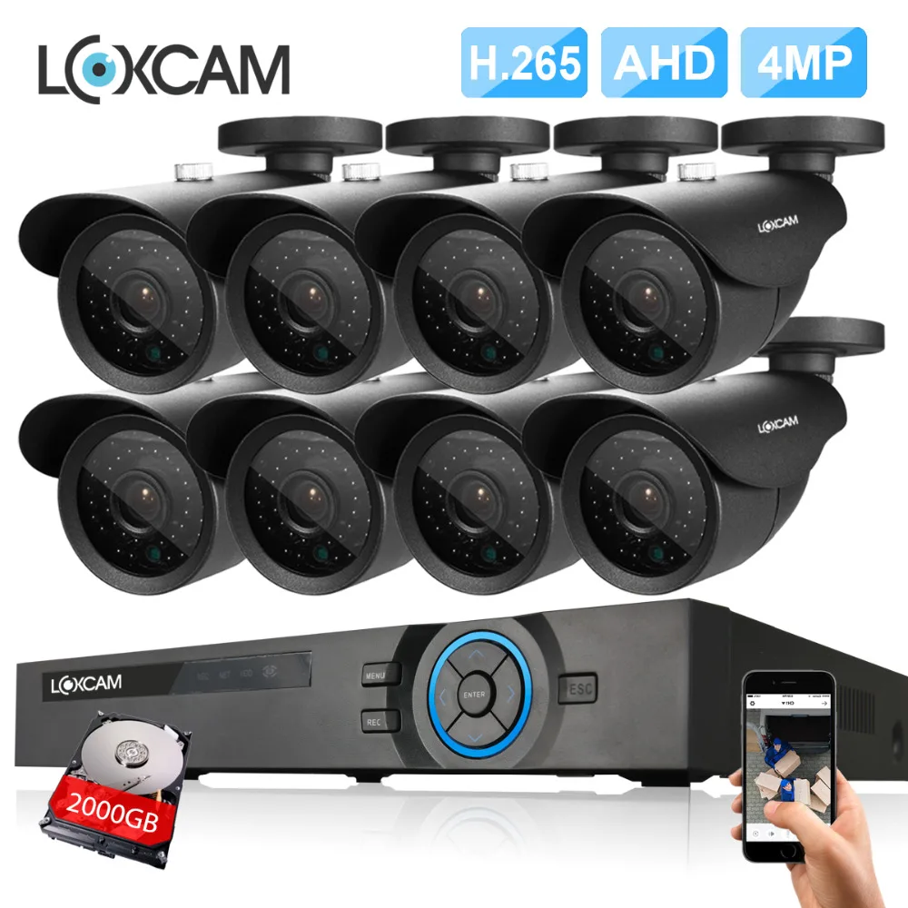 LOXCAM H.265 + 8 каналов 5 Мп система видеонаблюдения 2 МП 4 металлическая IP66