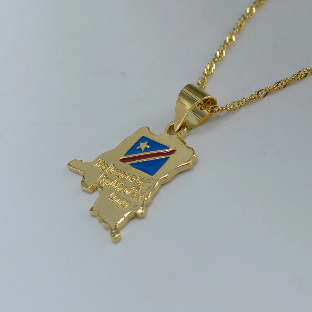 Ожерелье с маленькой подвеской в виде карты Конго Anniyo золотой цвет украшения ДРК