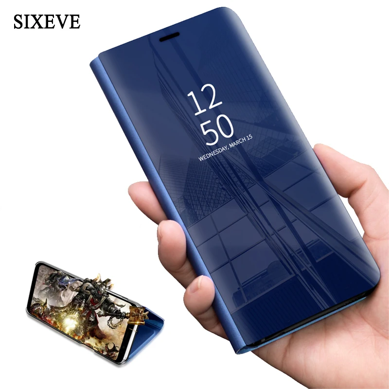 SIXEVE зеркало Стенд флип чехол для iPhone X 8 7 6 S плюс Посмотреть Смарт Кожаный