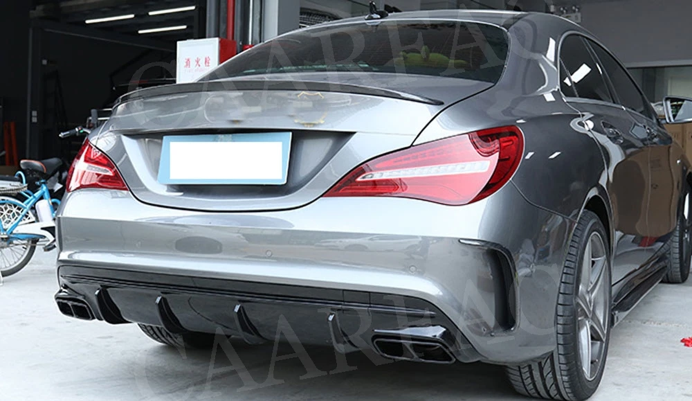 Задний спойлер с выхлопными наконечниками для Mercedes cla Class W117 cl260 CLA45 2013- PP плавники Акула Стиль рассеивающая пластина