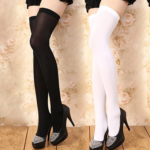 Женские модные однотонные непрозрачные эластичные чулки выше колена|fashion