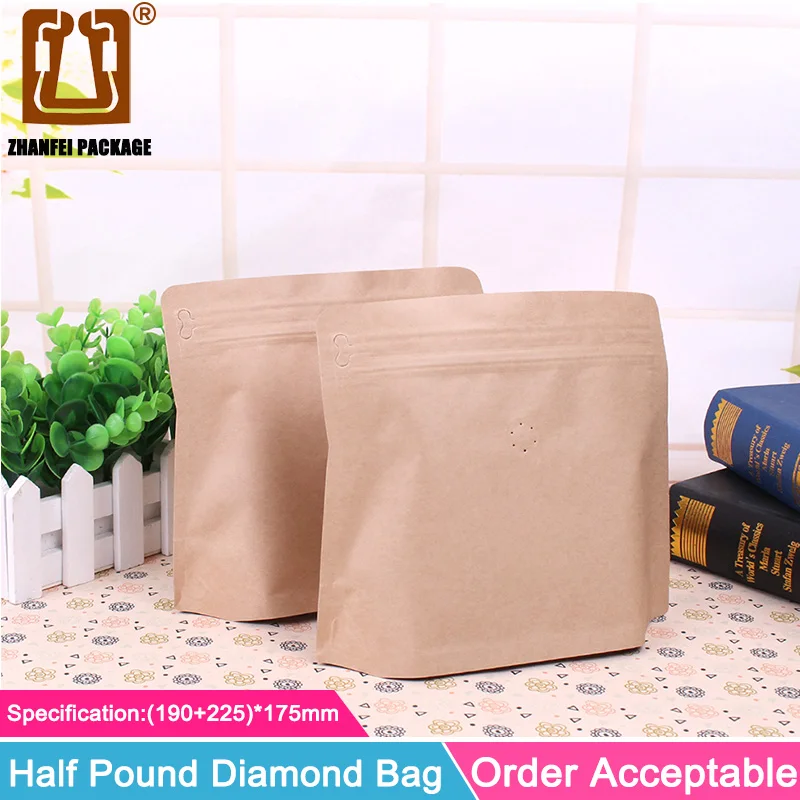 ZHANFEI полуфунтовый Алмазный мешок из алюминиевой фольги крафт бумага ziplock с