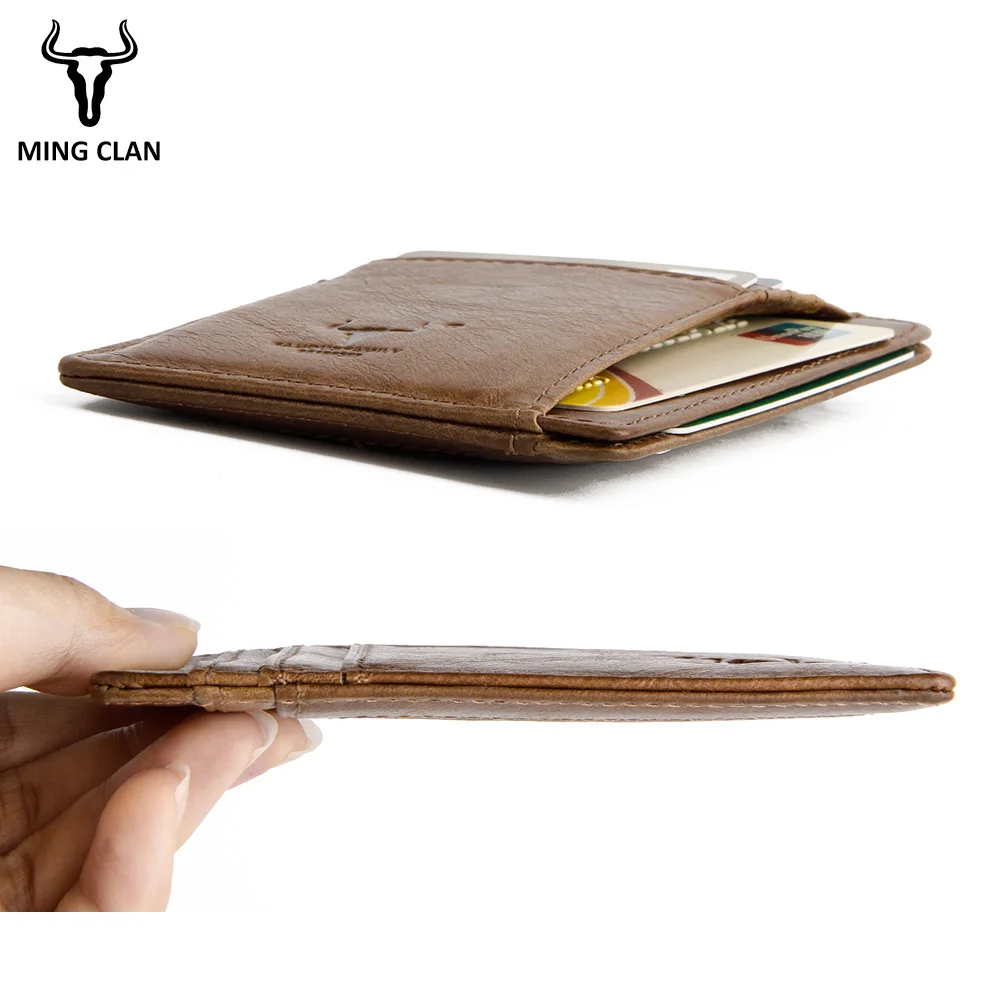 MingClan Genuine Leather Unisex Business Card Holder Wallet Bank Credit Card Case ID Holders Women Purse Card Holder Porte Carte