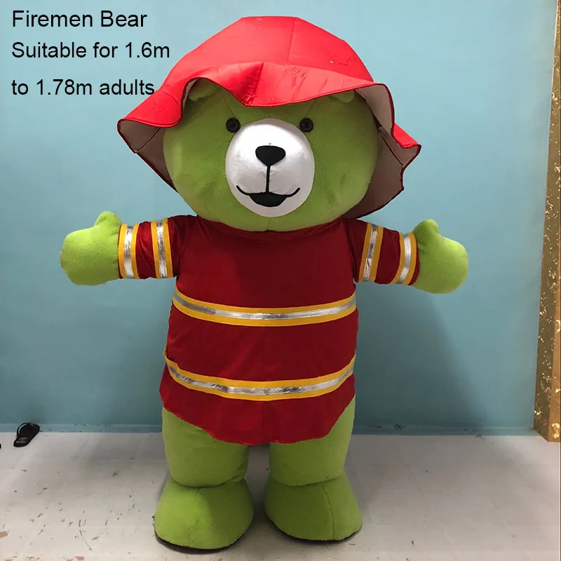Firemen Bear Талисман Медведь надувной костюм настроить взрослый подходит для плюшевого медведя талисман костюм животного костюм - Цвет: Firemen Bear