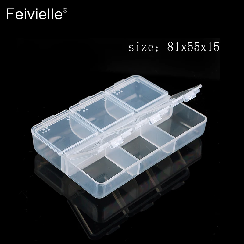 Feivielle 2 шт./компл. 6 сеток прозрачная коробка пластиковая косметическая для ногтей