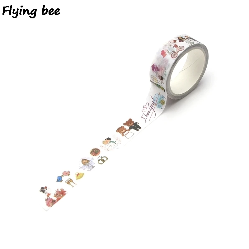20 шт./лот Flyingbee 15 мм x 5 м бумажная Васи Лента Свадебная креативная клейкая лента