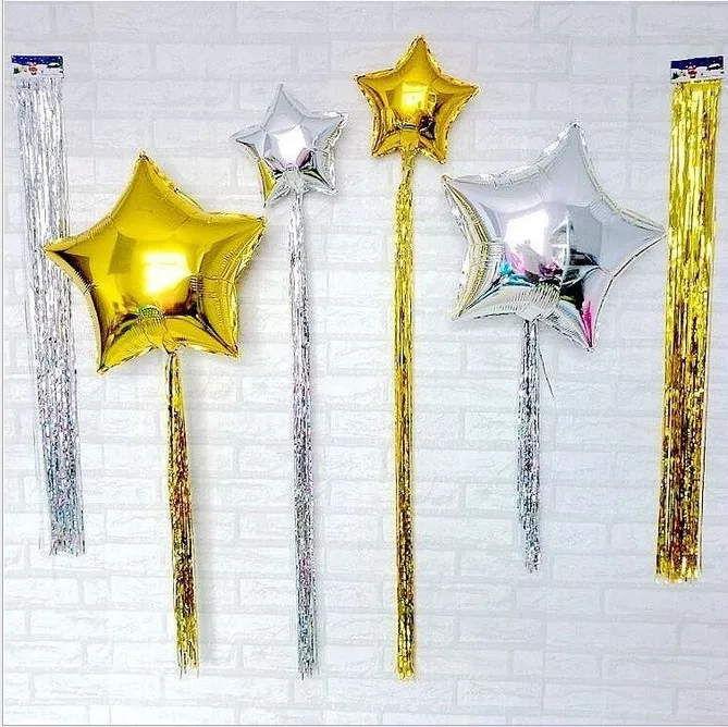 6 Colors 10CMx1M Metalic Foil Fringe Curtains Balloon Tassels Decor Party Decoration Supplies 100pcs/lot | Дом и сад