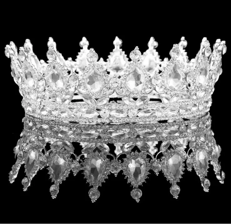 Silver Plated Crysta Большая диадема в стиле барокко, Королевская корона невесты, корона для женщин, головной убор, свадебные хрустальные диадемы и короны, ювелирные изделия для волос, аксессуары - Окраска металла: Silver Plated Crysta