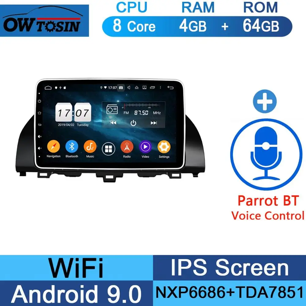 64G Parrot BT 10," ips Android 9,0 8 ядерный 4 Гб ram+ 64 ГБ rom Автомобильный DVD радио плеер gps для Honda ACCORD 10 DSP CarPlay Parrot BT Adas стерео - Цвет: 64G Parrot BT