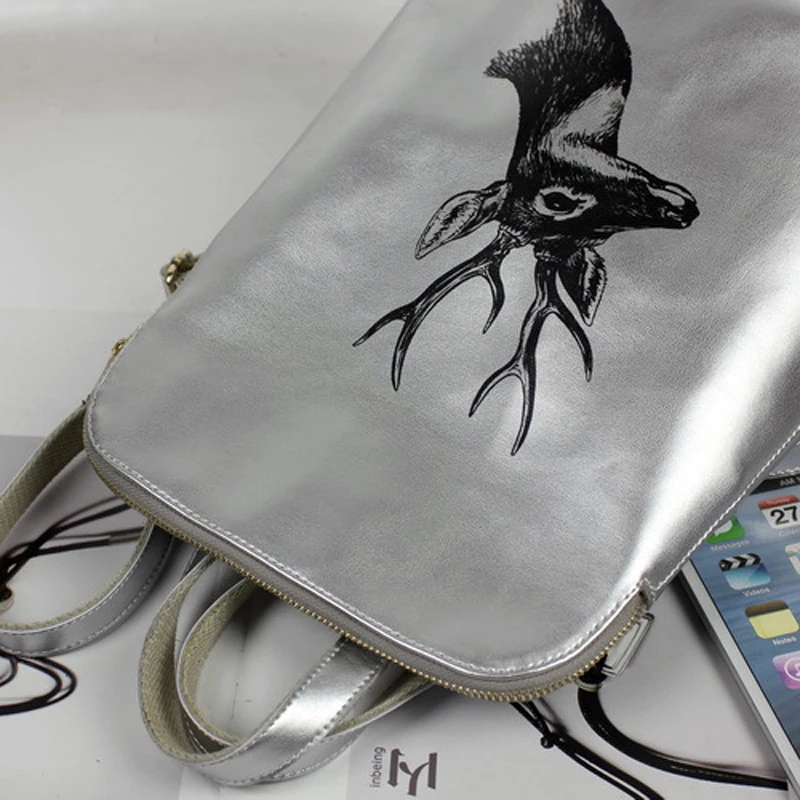 2018 в форме ракушки Серебряный рюкзак из натуральной кожи для женщин граффити