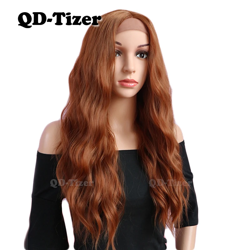 QD-Tizer 180% длинные волнистые синтетические парики на шнурках#30 коричневый цвет натуральные парики для волос для женщин