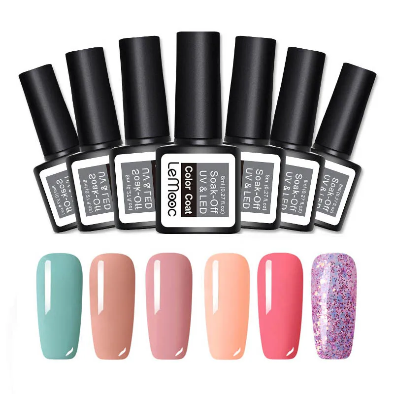 Set 24 LEMOOC 6 шт./компл. 8 мл однородного цвета для ногтей гель блеск польский UV Soak Off стойкий гель для ногтей UV гель Лаки лаковое гелевое покрытие для ногтей - Цвет: Set 24