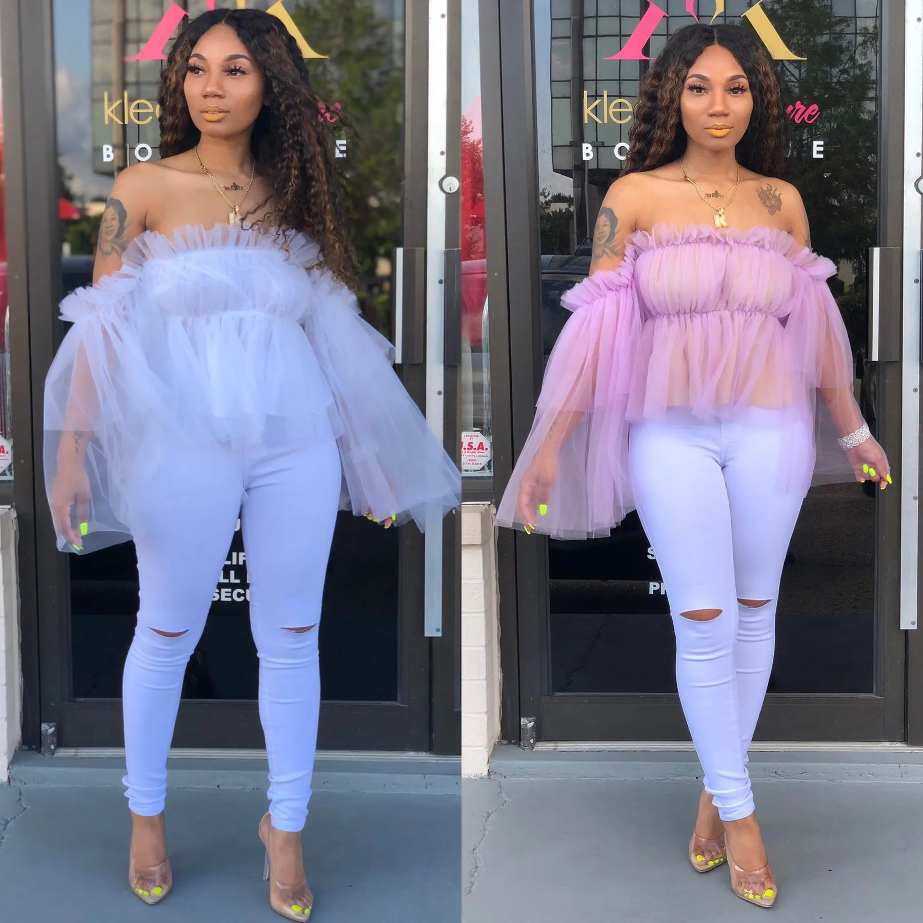 Женская кружевная блузка прозрачная с длинным рукавом без бретелек летняя и