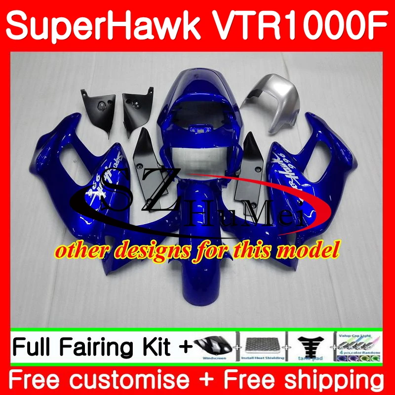 Комплект обтекателей для HONDA SuperHawk серебристо серого цвета VTR1000F 97 02 03 04 05 108SH21 VTR1000 F