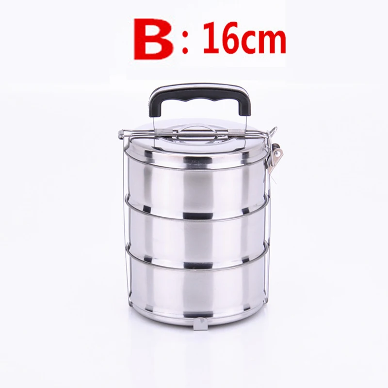 Silver 3 layers B Пищевой контейнер из нержавеющей стали 304, японский стиль, большой, для взрослых, студентов, портативный Ланчбокс, металлический контейнер для пикника, для школьных бенто - Цвет: Silver 3 layers B