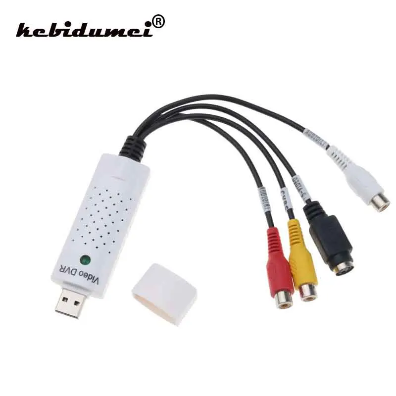 Адаптер kebidumei с USB 2,0 на RCA, преобразователь для аудио S видео, карта захвата, адаптер для ПК, кабель для ТВ, DVD, VHS, устройство захвата