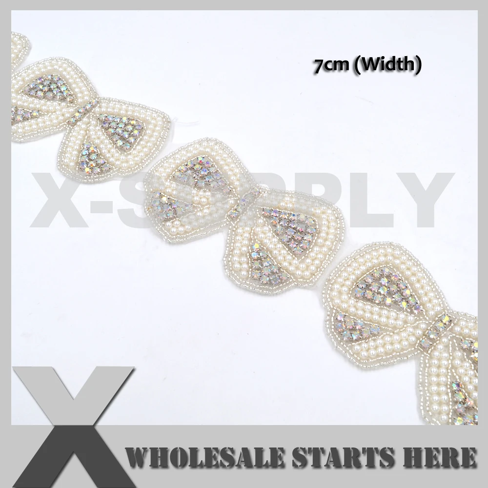 Aplique de diamantes de imitaci&oacute;n para boda, diadema y zapato, 7cm de ancho, venta al por mayor-0
