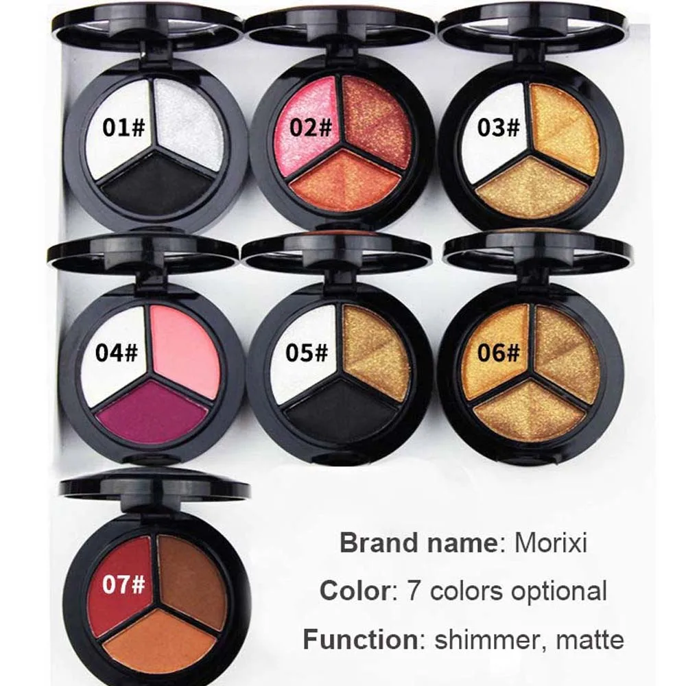 3 цвета Smoky eyeshadow palette Professional glitter eyeshadow shimmer pigment+ кисть+ зеркальный макияж телесные матовые тени для век MOR001