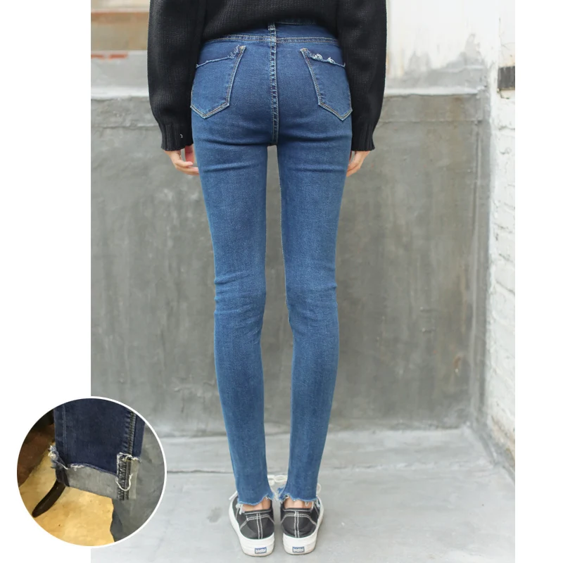 Real Skinny Jeans Sale Denim European Style 2017 New Women's Fashion Stretch Wild Brand Woman Slim Show Thin Pencil Pant |