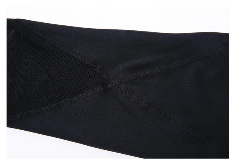 Женские леггинсы для фитнеса черные с широким поясом и сетчатыми вставками