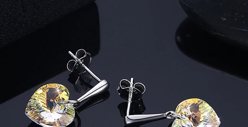Элегантные серьги в форме сердца с кристаллами Swarovski, 925 пробы, серебро, высокое качество, модный дизайн для женщин, свадебные украшения